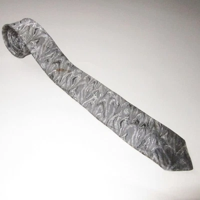Corbata delgada atómica de colección años 60 gris plata negra remolino abstracto texturizada 2x57 pulgadas Foto 1 de 4