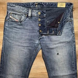 Diesel Jeans Men 34x32 Blue Larkee Straight Leg Thrashed Denim Faded Pants 008FA - Picture 1 of 14
