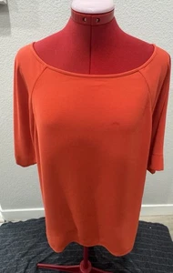 ST. JOHN Red Orange Boat Neck Short Sleeve Old Money Blouse Sz M - Picture 1 of 7