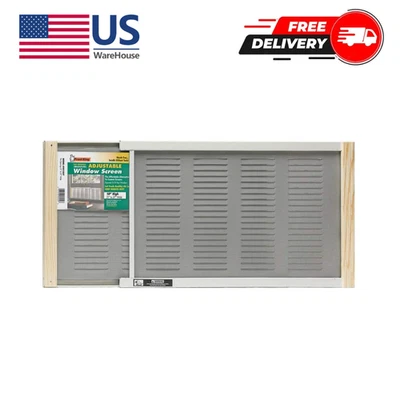 Adjustable Vented Metal Window Mesh Bug Screen Ventilator Sliding Louver 10"x37" - Image 1 of 4
