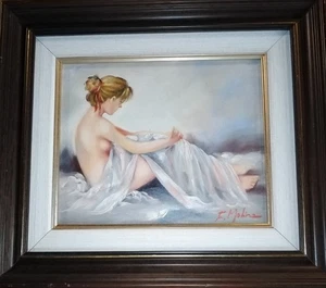 QUADRO OLIO SU TELA RITRATTO - PITTORE SPAGNOLO F. MOLINA CON CORNICE - Foto 1 di 6