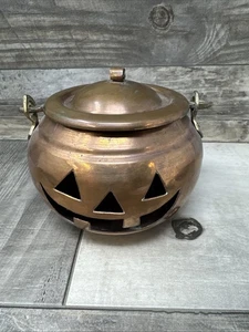 Vintage Kupfer & Messing Jack O Laterne Kessel Kessel Kerzenhalter Türkei Made - Bild 1 von 9