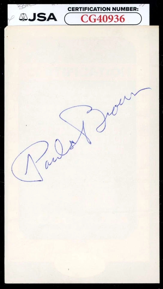 Paul Brown JSA Coa Vintage Signed 3x5 Index Card Autograph - Image 1 of 1