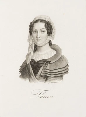 F. FLEISCHMANN (*1791), Portrait der Therese, Punktierst. Biedermeier Porträt - Bild 1 von 4