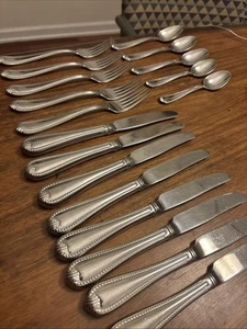 Lot Of 18 - Lenox Tudor Bead Augusta 18/10 Stainless Flatware - Picture 1 of 7