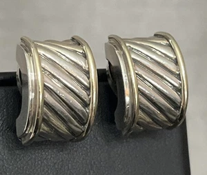 Vintage David Yurman Sterlingsilber 14K Gold klassische Kabel Zigarrenband Ohrringe - Bild 1 von 13