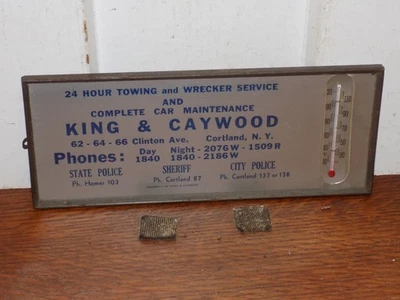 Vintage King & Caywood Towing Wrecker Service Advertising Thermometer - Image 1 of 4