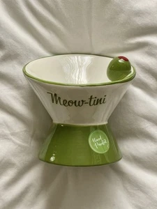 Luna & Sage Tilted And Elevated Cat Martini Bowl Meowtini Hand Painted - Picture 1 of 7