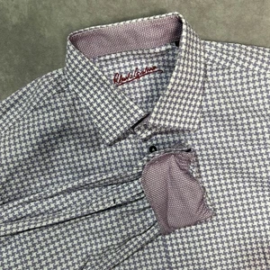 Robert Graham lila weiß Hahnentritt Muster Flip Cuff Hemd Herren L/XL 43 17 - Bild 1 von 5