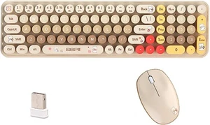 Kabellose Tastatur Maus Combo Kompakt Niedlich Tastaturen für PC Mac Gamer Bear Bx23 - Bild 1 von 7