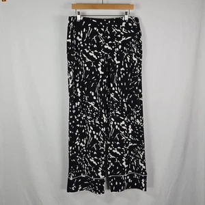Alfani Wide Leg Pants Black White Abstract Print Size L Stretch Pull-On Comfort - Picture 1 of 10