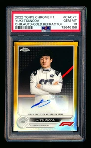 2022 Topps Chrome F1 #CAC-YT Yuki Tsunoda Gold Refractor Autograph #45/50 PSA 10 - Bild 1 von 2