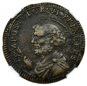 Papal States (SAN SEVERINO) Emergency 2-1/2 Baiocchi 1796 NGC XF45 BN St.Peter - Picture 1 of 3