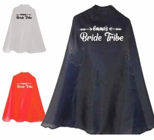 Hen Party Emma's Bride Tribe Personalised Super Hero Cape Fancy Dress Costume - Picture 1 of 4