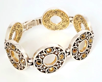 Pulsera Brighton Central Park Plateada Círculo Pergamino Cristales Dorados 7.5" Foto 1 de 4