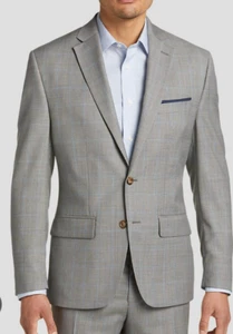 NEW NWOT 2024 RALPH LAUREN Gray Windowpane Plaid Full Suit 46R Wool - Picture 1 of 9