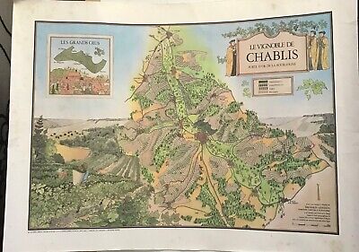 Large 1979 Map Of Chablis Including Bacheroy & Josselin Related Correspondence • 90$