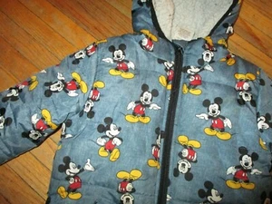 DISNEY JUNIOR MICKEY MOUSE PUFFER COAT Winter JAcket Hood Sherpa Lining SIZE 4T - Picture 1 of 7