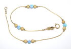 14Kt Gold Filled Chain Stardust Beads And Light Blue Opal Beads Anklet Your Size