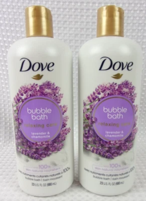 Lote de 2 - Dove Cuidado Relajante Lavanda y Manzanilla Burbujas Baño 23oz Botellas NUEVO Foto 1 de 4