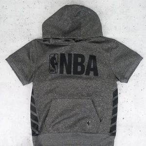 NBA Boys' Short Sleeve Hoodie Sweatshirt • gray / black • M / 10-12 (EXCELLENT) - Picture 1 of 9