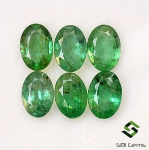 3.75 Cts Certified Natural Emerald Oval Cut 7x5 mm Lot 06 Pcs Faceted Loose Gems - Picture 1 of 6