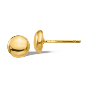 14K Solid Yellow Gold Button Stud Earrings - Picture 1 of 3