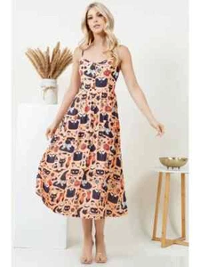 Cute Halloween Theme Long Cami Dress Size Large - Picture 1 of 5