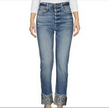 AO.LA High Rise Girlfriend Slim Alice and Olivia Cropped Studs Size 26