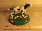 Ceramic Pointer Dog on Green Ceramic and Gold Ashtray Vintage 