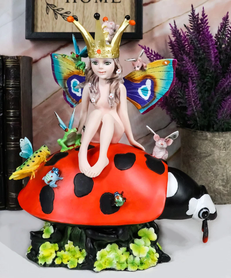 Sheila Wolk Chariot Fabulous Fairy Journey Ladybug and Friends Statue 8"tall