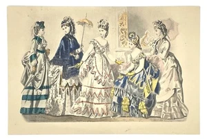 Early 20th Century Hand Colored Image: Women In Victorian Dresses #1 of 2 - Picture 1 of 1