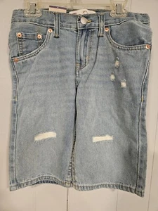 Levi's Boy's 511 Adjustable Waistband Slim Fit Distressed Denim Shorts - Size 10 - Picture 1 of 4