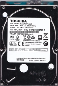 MQ04UBD200 rev: AZA AC11/JT001U HDKBD63AZA31 T NOV/2019 2TB USB 3.0 2.5" TOSHIBA - Picture 1 of 5