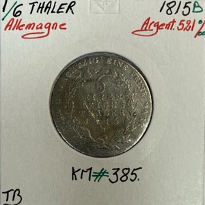 ALLEMAGNE - 1/6 THALER 1815 B - Pièce de Monnaie en Argent // Qualité : TB - Foto 1 di 2