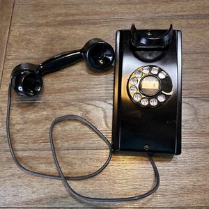 VTG 40s-50s Western Electric Rotary Wall "Kitchen" Telephone Black Antique - Imagen 1 de 10