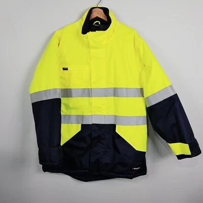 KINGGEE Mens Size L Fluro Yellow Hi-Vis Reflective Waterproof insulated Jacket - image 1 of 4