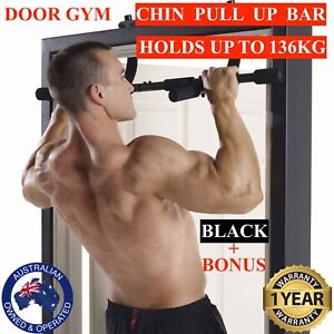 Portable Heavy Duty Chin Up Pull Up Bar Door Gym Exercise Workout Black