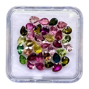 35 Pcs Natural Tourmaline 4x3mm Pear Cut Multi Color Loose Gemstones 5.00 Cts - Picture 1 of 8