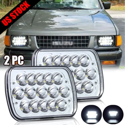 For Isuzu Pickup I-Mark Pair 7X6 5X7 Inch LED Headlights Chrome Hi-Lo Beam DOT - Imagem 1 de 4