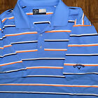 Callaway Size Medium Blue With Orange/Black/White Stripes Golf Polo Opti Dri