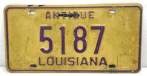 “Antique Louisiana” License Plate Auto Tag 5187 Wall Decor EXPIRATION 1970 RARE - Picture 1 of 8
