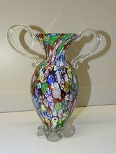 -VASE VERRE MURANO MILLEFIORI ANCIEN Fratelli & Toso vintage pied à la pince D