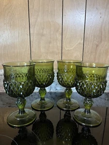 Vintage Fenton Emerald Green Hobnail Diamond Cut 🔥Set Of 4🔥ANTIQUE Glasses - Picture 1 of 5