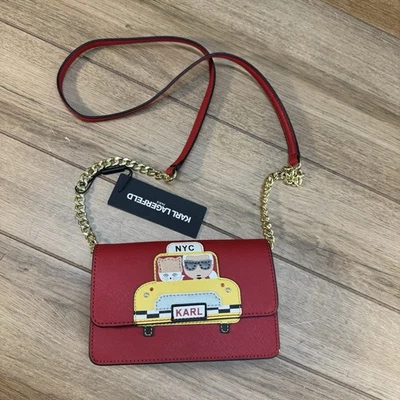 Karl Lagerfeld Red Crossbody Purse with Chain • Brand New • NYC Taxi with cat! - Image 1 of 4