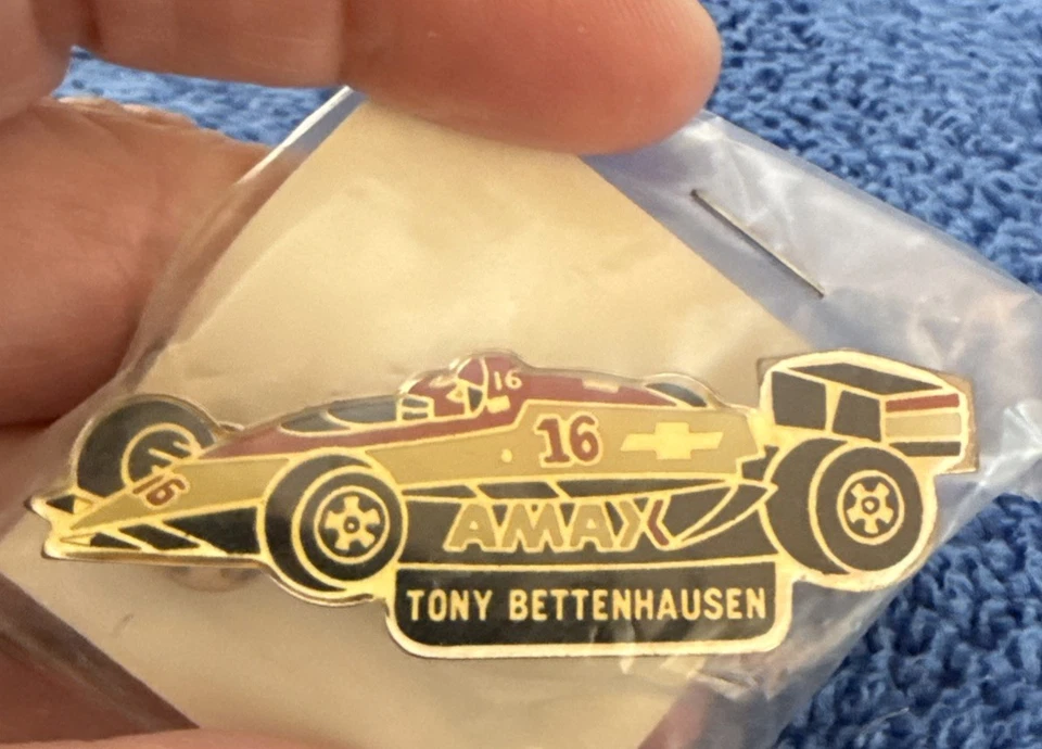 NOS Vintage Indy Car Tony Bettenhausen AMAX Pin (NIP) 41 - Image 1 of 1