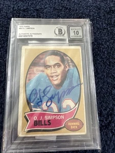 OJ Simpson Autographed 1970 #90 HOF 10 Grade Card Beckett - Picture 1 of 2