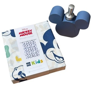 Dispensador de cortina de chuveiro e sabão Disney Mickey Mouse Funny Faces 70 polegadas por 72 polegadas NOVO - Imagem 1 de 4