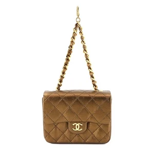 CHANEL Minimini Matelasse Chain Pouch Leather Metalic Bronze Vintage 90276933 - Picture 1 of 10