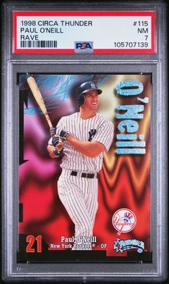 1998 Skybox Circa Thunder Paul O'Neill #115 RAVE /150 PSA 7 - Image 1 of 2